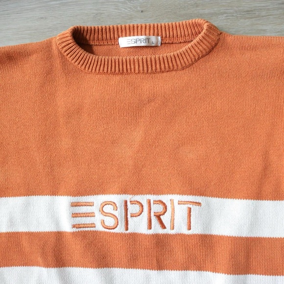 ESPRIT orange and white striped knit sweater - Picture 3 of 8